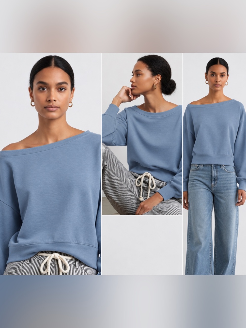 Zenana Boat Neck Top - Dusty Blue
